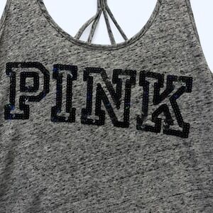 Gray racer back strappy sequined VS Pink tank top Small